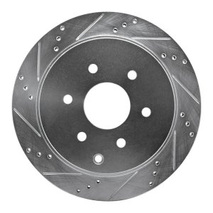 Infiniti QX56 Brake Rotor (1) - Rear Left - R1 Concepts - Drilled & Slotted - Silver - `10-`24